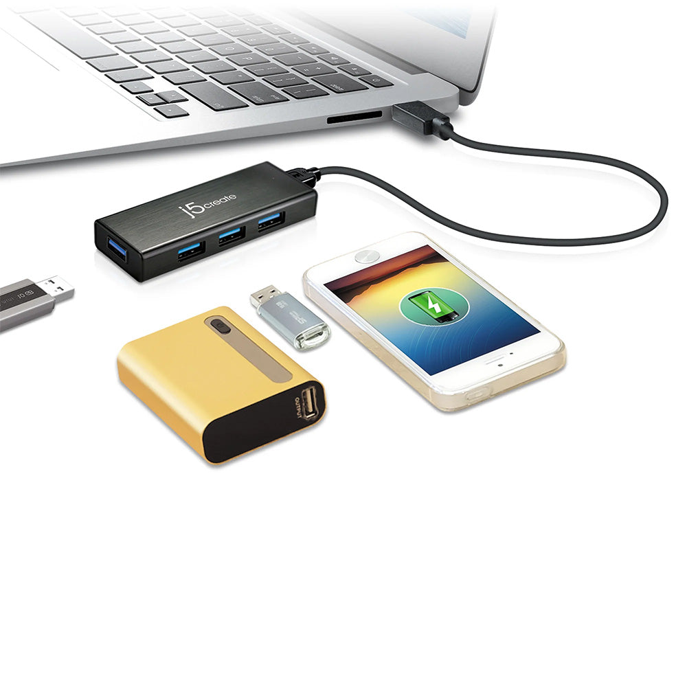 J5Create JUH340 USB3.0 4-Port Mini Hub with Power Adapter