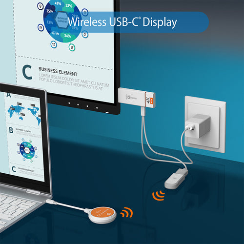 J5Create JVAW62T76MAX ScreenCast USB-C Wireless Display Extender with Antenna