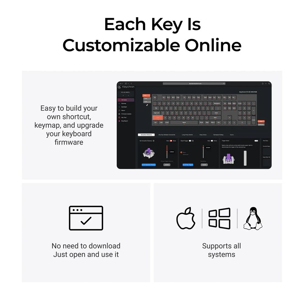 Keychron K10 HE Wireless Magnetic Switch Custom Keyboard (K10H-J1 Black)