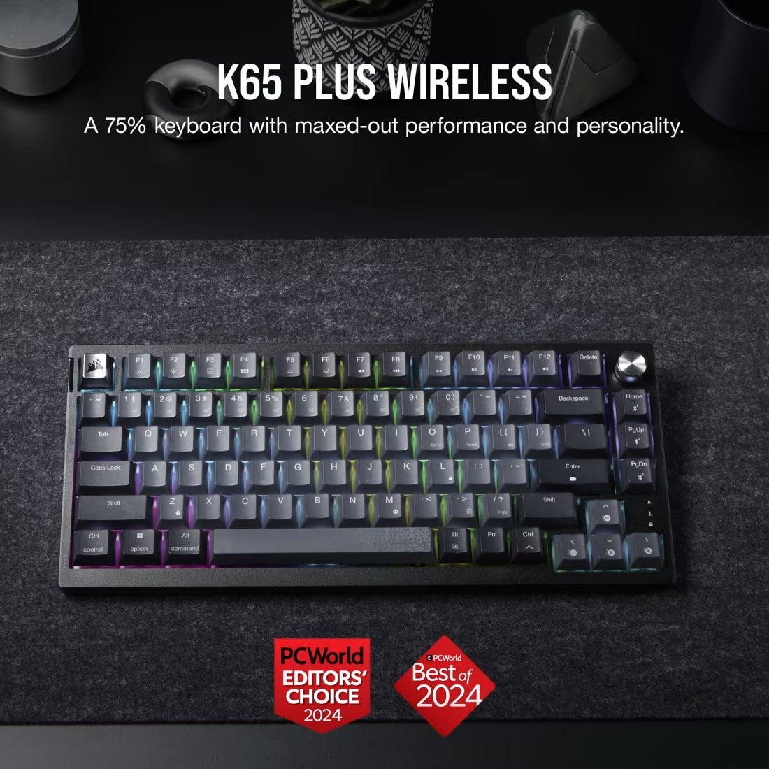 Corsair K65 Plus Wireless Keyboard 75% RGB - Midnight Grey