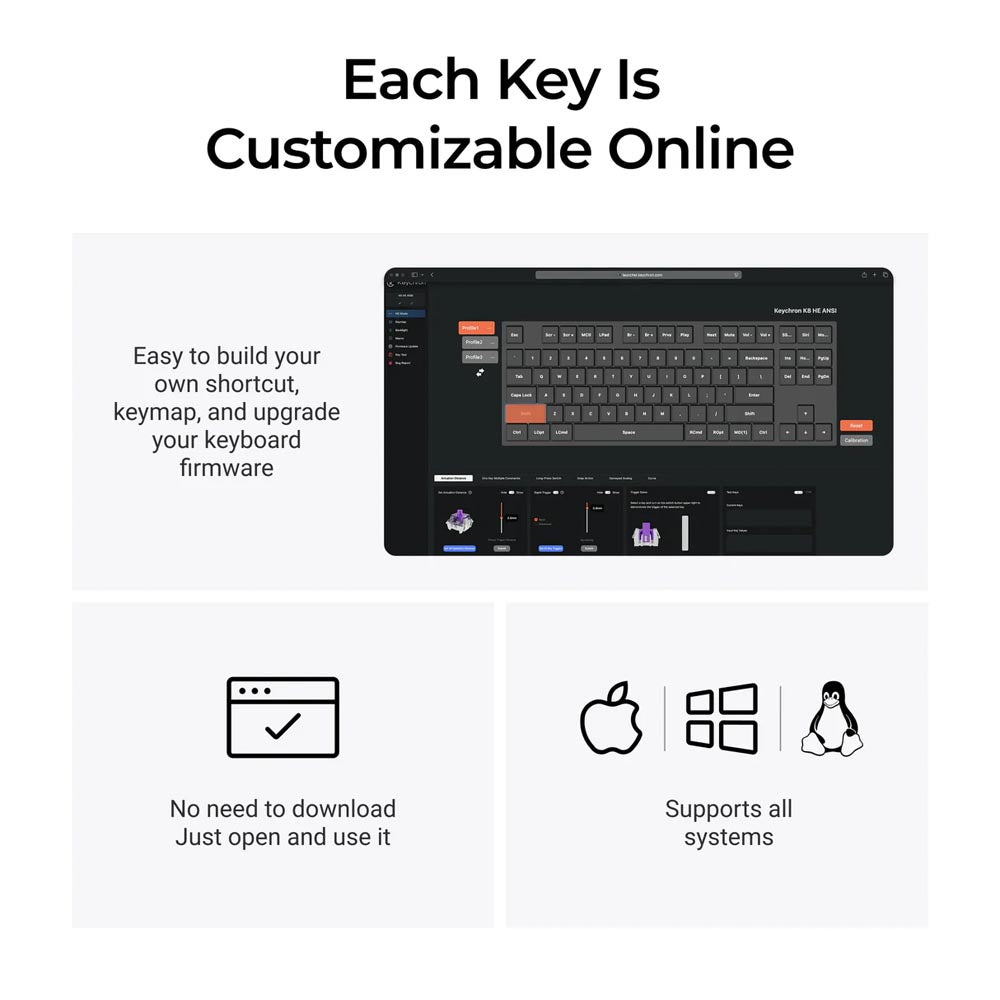 Keychron K8 HE (K8H-J1) Wireless Magnetic Switch Custom Keyboard (Black)