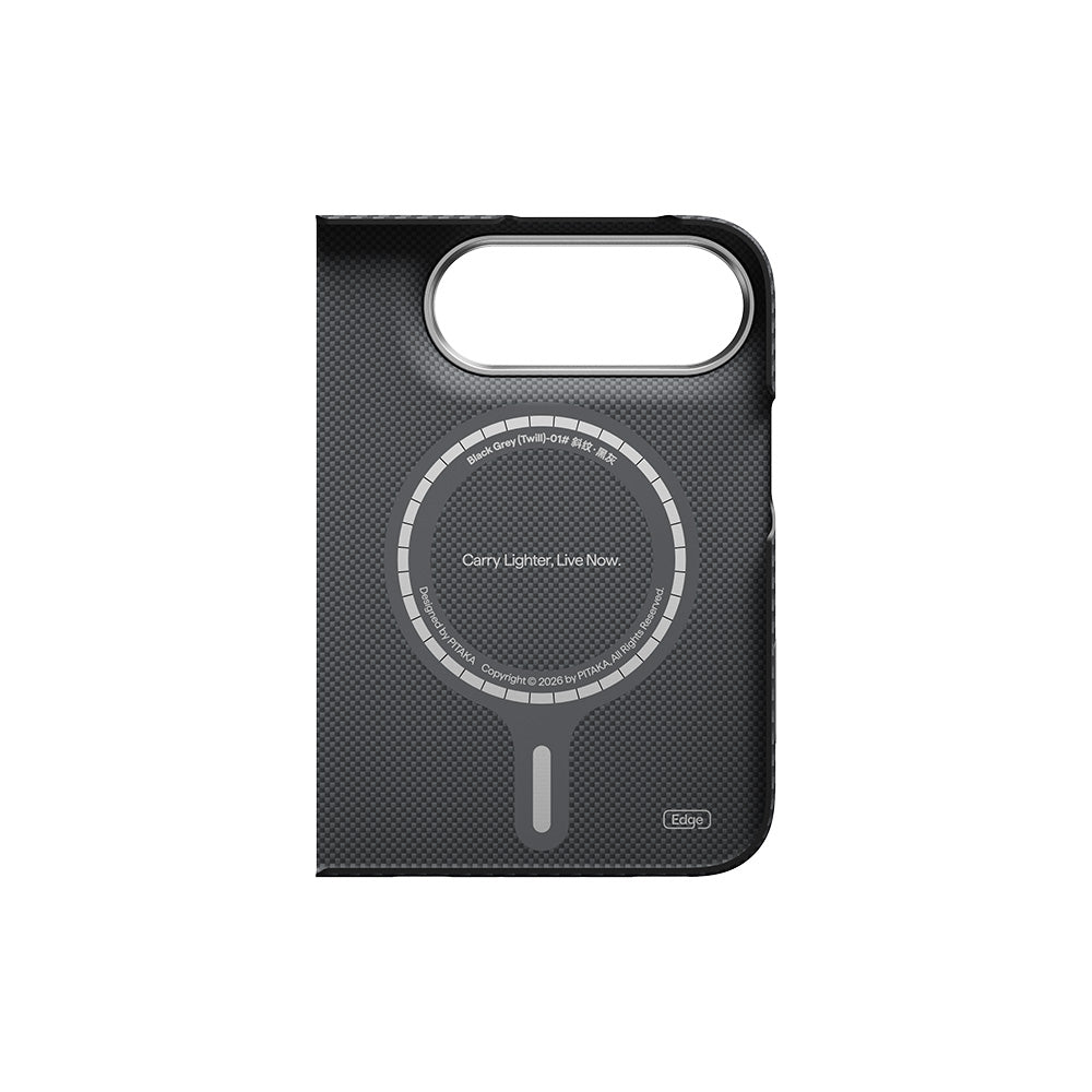 PITAKA PT-KI1801FS Edge Case (Back Cover with Axis + Front Cover) for iPhone Duo - Black/Grey