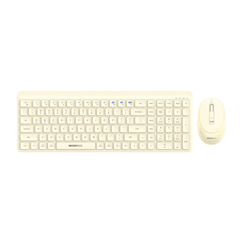 MicroPack KM-268W-EN-CR Lifestyle 2.4G Wireless + Bluetooth Rechargeable Keyboard and Mouse Combo - Cream