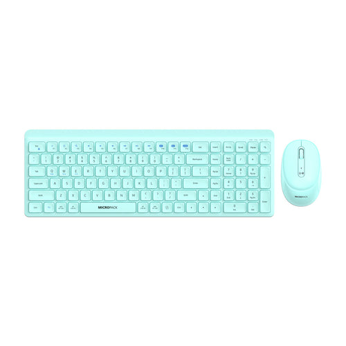 MicroPack KM-268W-EN-GN Lifestyle 2.4G Wireless + Bluetooth Rechargeable Keyboard and Mouse Combo - Green