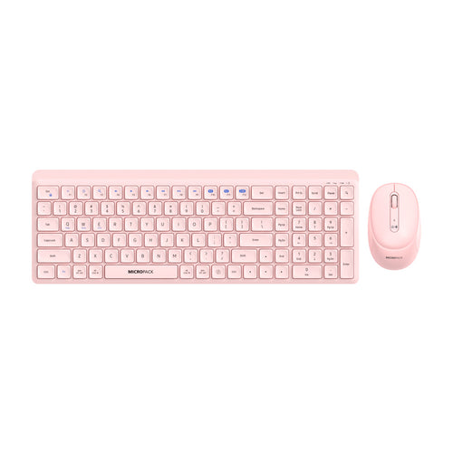 MicroPack KM-268W-EN-PK Lifestyle 2.4G Wireless + Bluetooth Rechargeable Keyboard and Mouse Combo - Pink