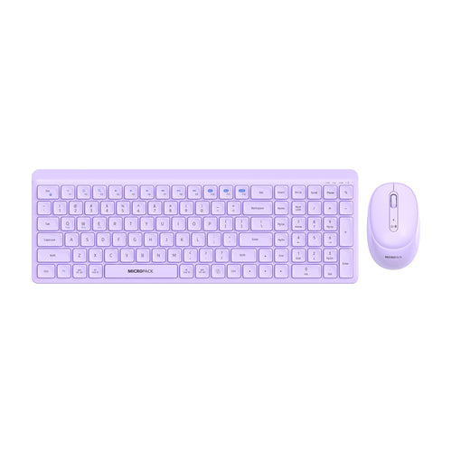 MicroPack KM-268W-EN-PL Lifestyle 2.4G Wireless + Bluetooth Rechargeable Keyboard and Mouse Combo - Purple