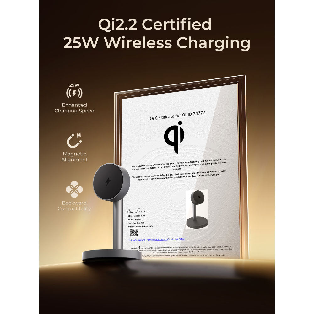 Aukey MagFusion LC-MC111 1X Qi2.2 Fast Wireless Charger