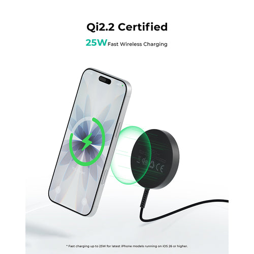 Aukey LC-MC11 MagFusion Q Qi2 (25W) Magnetic Fast Wireless Charger - Dark Grey