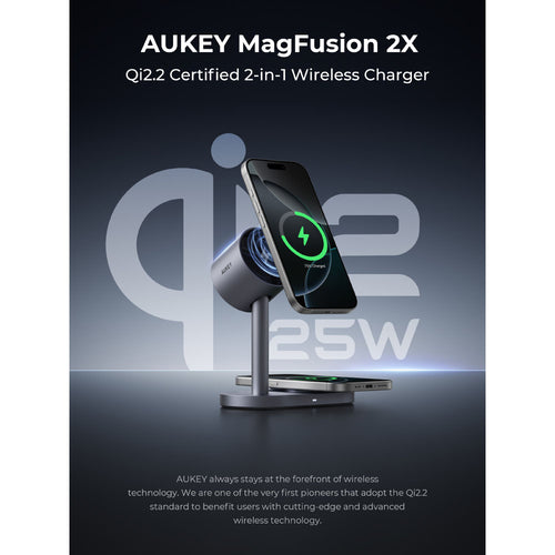 Aukey MagFusion LC-MC213 2X 2-in-1 Qi2.2 Fast Wireless Charging Station