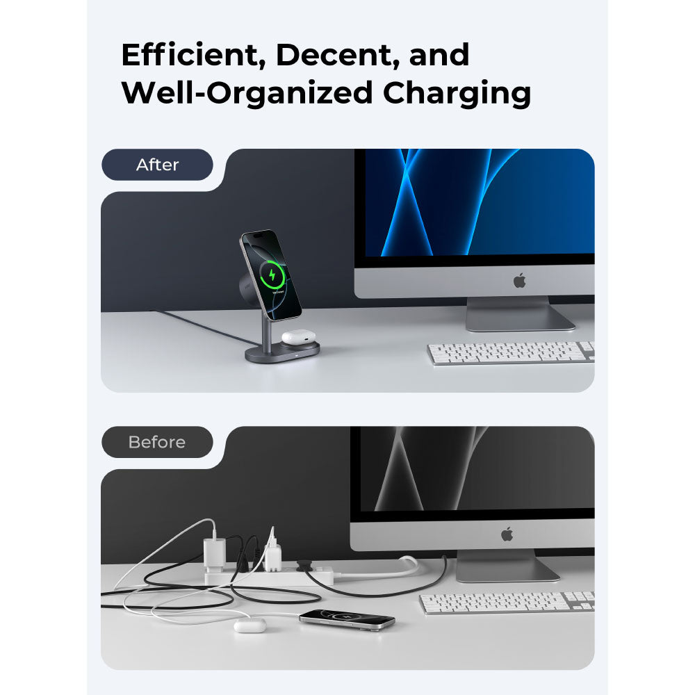 Aukey MagFusion LC-MC213 2X 2-in-1 Qi2.2 Fast Wireless Charging Station