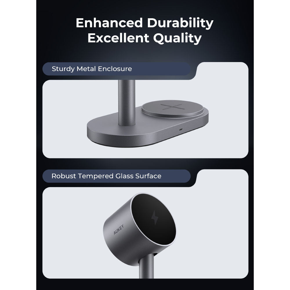 Aukey MagFusion LC-MC213 2X 2-in-1 Qi2.2 Fast Wireless Charging Station