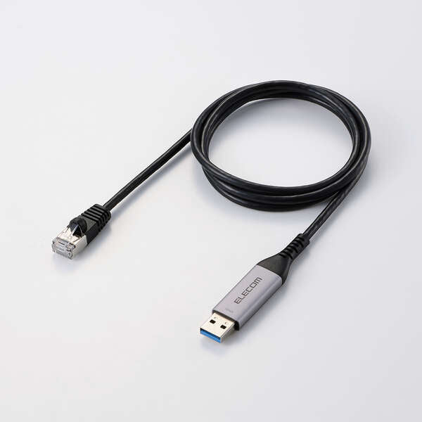 Elecom LD-AL1G10BK USB-A to LAN Cable CAT6 1 Gbps (1M)