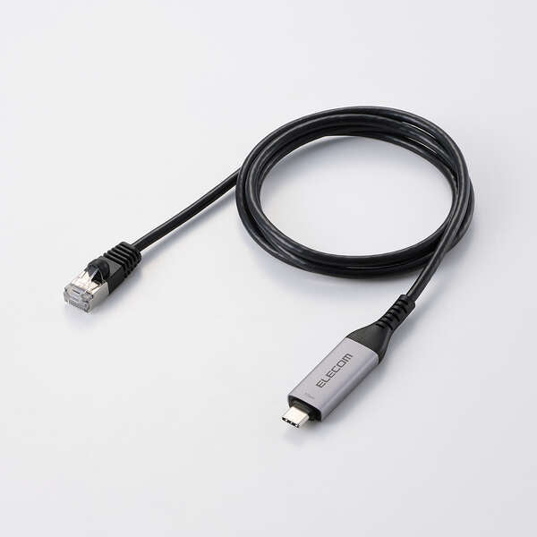Elecom LD-CL1G10BK USB-C to LAN Cable CAT6 1 Gbps (1M)