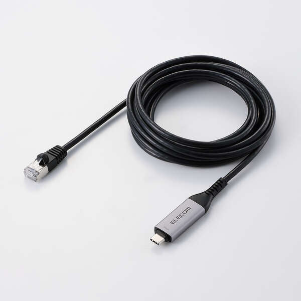 Elecom LD-CL1G30BK USB-C to LAN Cable CAT6 1 Gbps (3M)