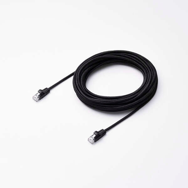 Elecom LD-GPAM/BK100 Cat 6A LAN Cable Mesh 10M Black