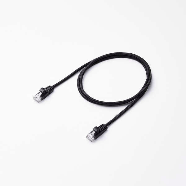 Elecom LD-GPAM/BK10 Cat 6A LAN Cable Mesh 1M Black