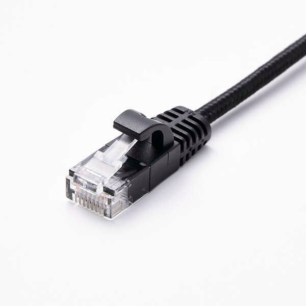 Elecom LD-GPAM/BK20 Cat 6A LAN Cable Mesh 2M Black