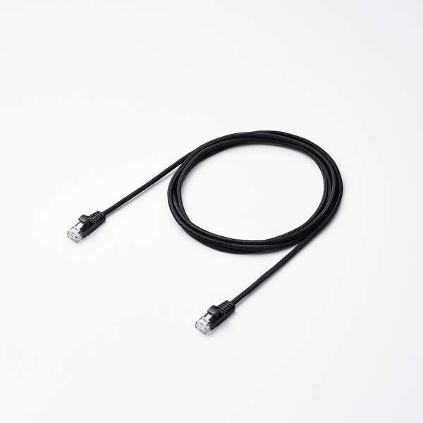 Elecom LD-GPAM/BK20 Cat 6A LAN Cable Mesh 2M Black