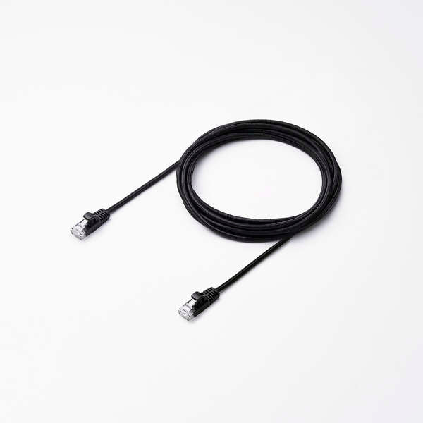 Elecom LD-GPAM/BK30 Cat 6A LAN Cable Mesh 3M Black