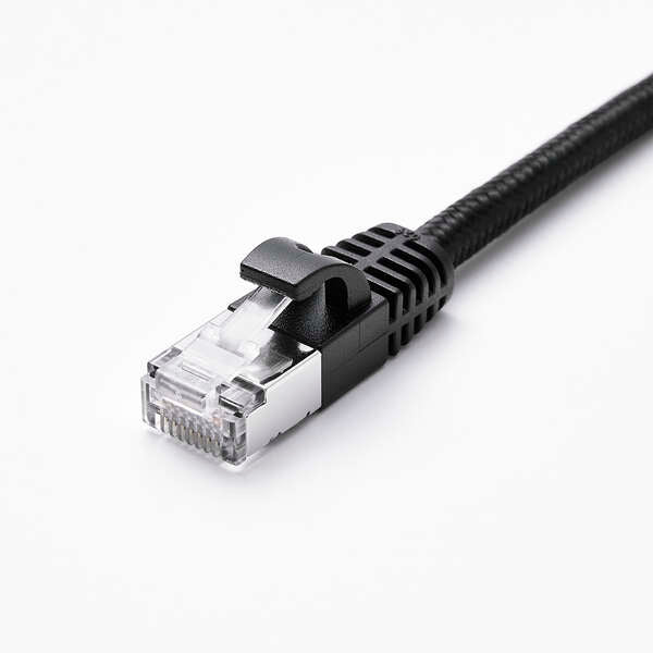 Elecom LD-OCM/BK20 Cat 8 LAN Cable Mesh 2M Black