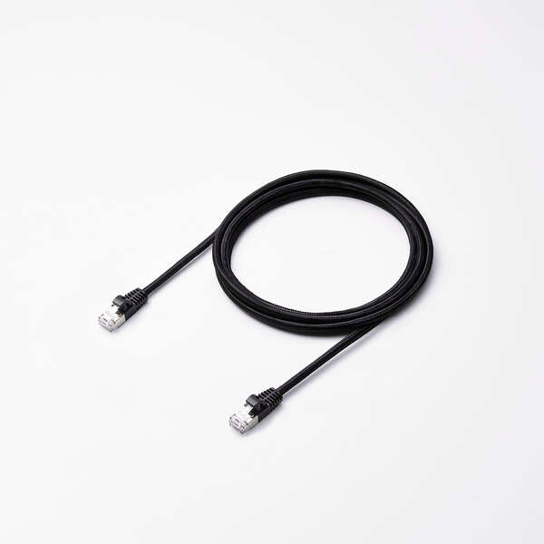 Elecom LD-OCM/BK20 Cat 8 LAN Cable Mesh 2M Black