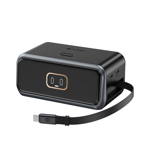 Mazer M-Ai-D200-V7 Ai PrestigeGaN PD200W with Retractable Cable Desktop Charger - Black
