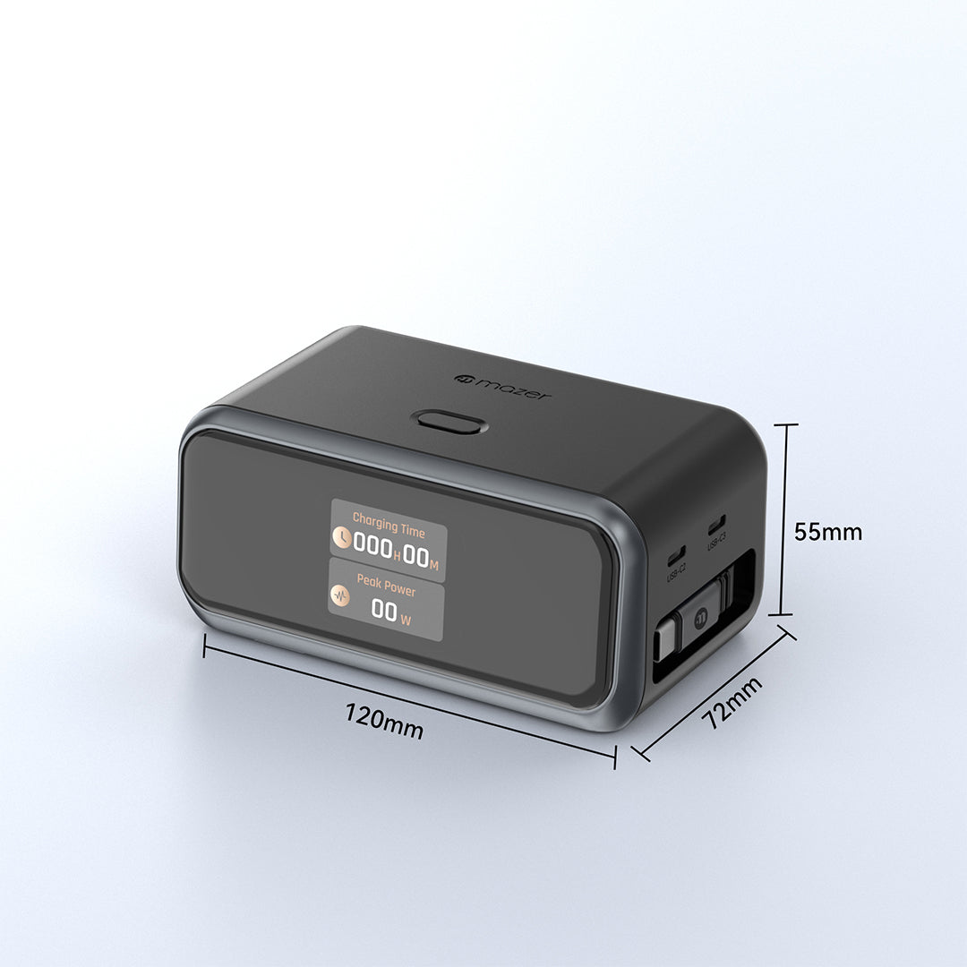 Mazer M-Ai-D200-V7 Ai PrestigeGaN PD200W with Retractable Cable Desktop Charger - Black