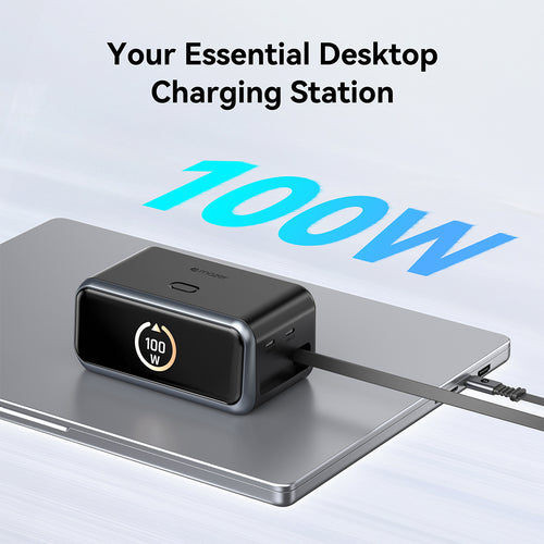 Mazer M-Ai-D200-V7 Ai PrestigeGaN PD200W with Retractable Cable Desktop Charger - Black