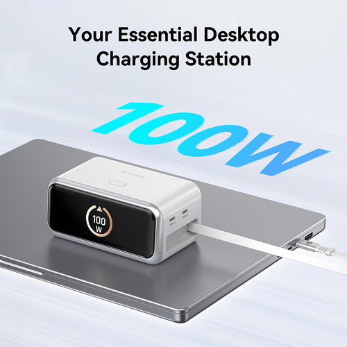 Mazer M-Ai-D200-V7 Ai PrestigeGaN PD200W with Retractable Cable Desktop Charger - Silver