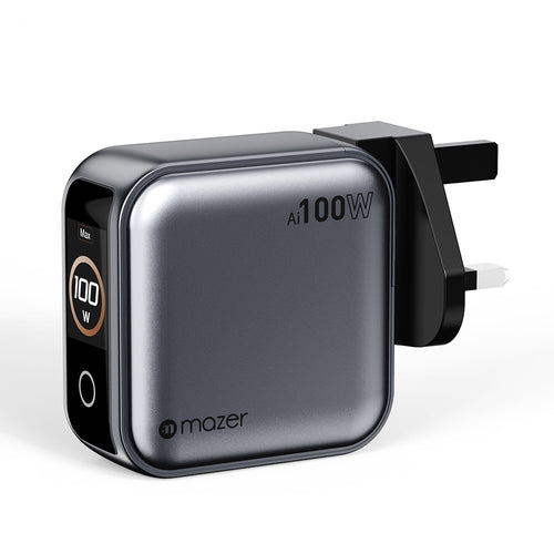 Mazer M-Ai-G100W-V7UK-GY PrestigeGaN Ai PD100W 2C1A Wall Charger (Grey)
