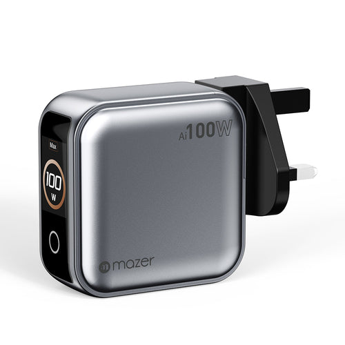 Mazer M-Ai-G100W-V7UK-SV PrestigeGaN Ai PD100W 2C1A Wall Charger (Silver)