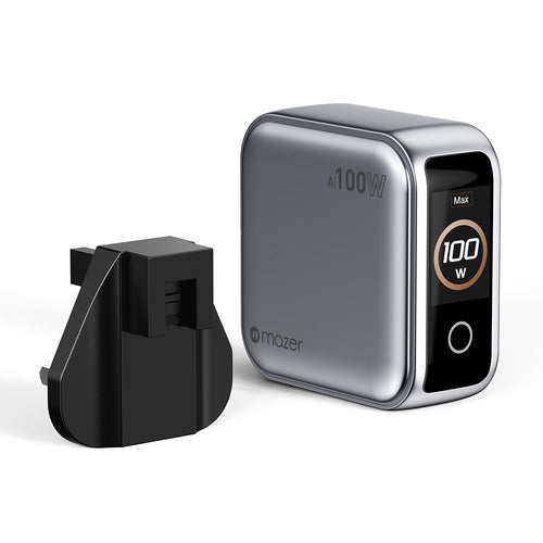 Mazer M-Ai-G100W-V7UK-SV PrestigeGaN Ai PD100W 2C1A Wall Charger (Silver)