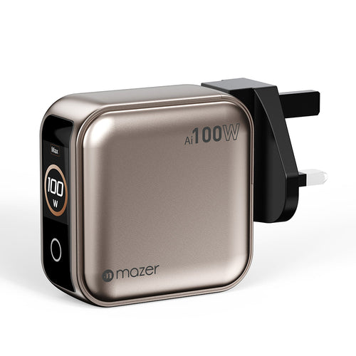 Mazer M-Ai-G100W-V7UK-TN PrestigeGaN Ai PD100W 2C1A Wall Charger (Titanium)