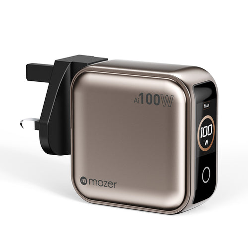 Mazer M-Ai-G100W-V7UK-TN PrestigeGaN Ai PD100W 2C1A Wall Charger (Titanium)