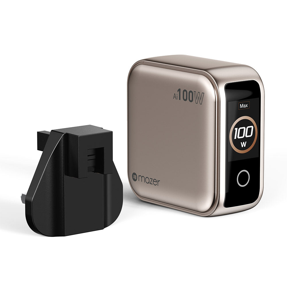Mazer M-Ai-G100W-V7UK-TN PrestigeGaN Ai PD100W 2C1A Wall Charger (Titanium)
