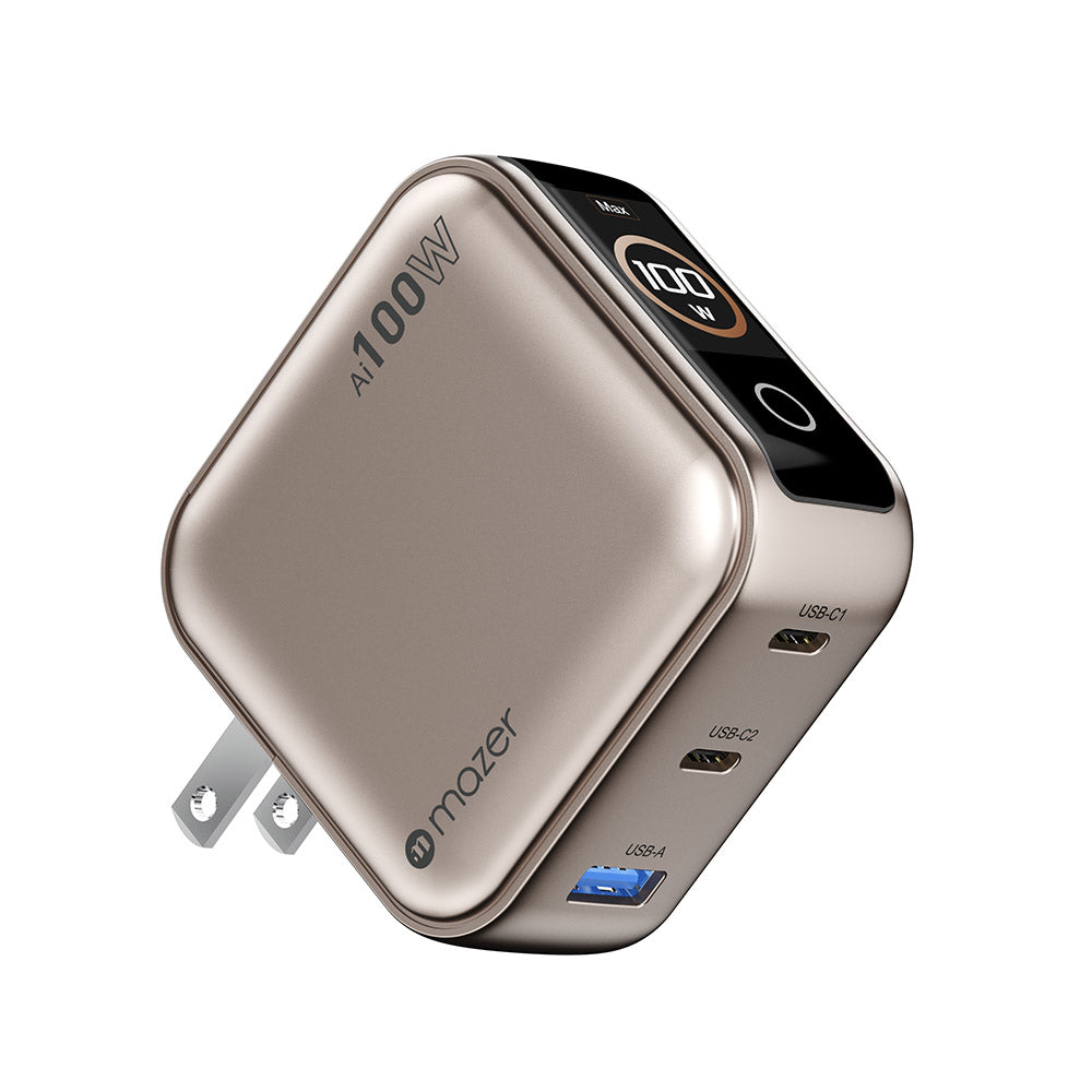 Mazer M-Ai-G100W-V7UK-TN PrestigeGaN Ai PD100W 2C1A Wall Charger (Titanium)