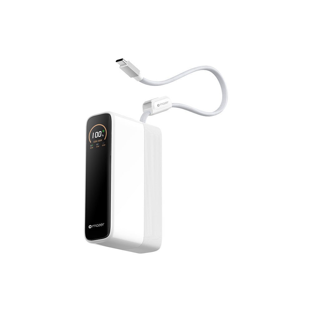 Mazer M-Ai-PC130L20-V7 PowerCharge PD 130W 20,000mAh with Built-in C Cable - White