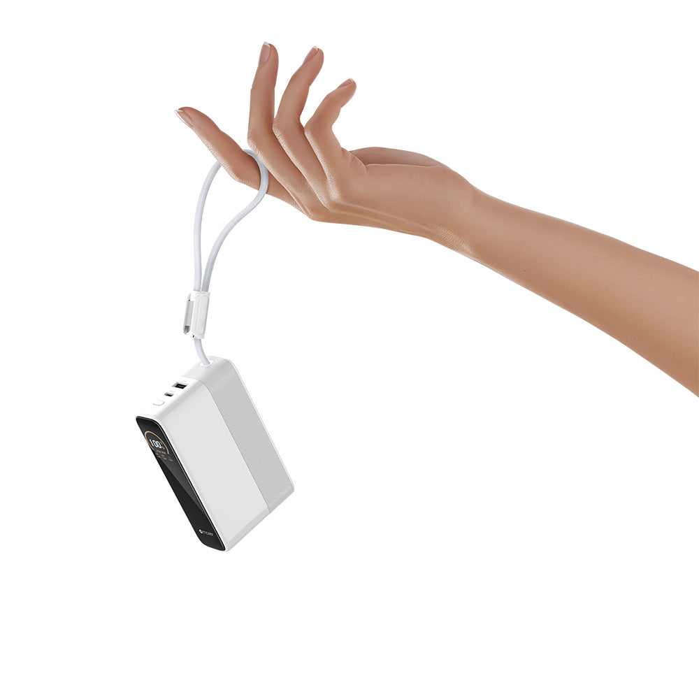Mazer M-Ai-PC130L20-V7 PowerCharge PD 130W 20,000mAh with Built-in C Cable - White