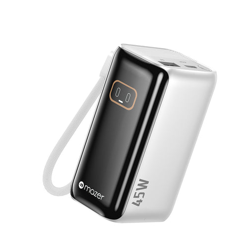 Mazer M-Ai-PC45R10-V7 PowerCharge Link R PD45W 10000mAh PB with Retractable Cable (Silver)