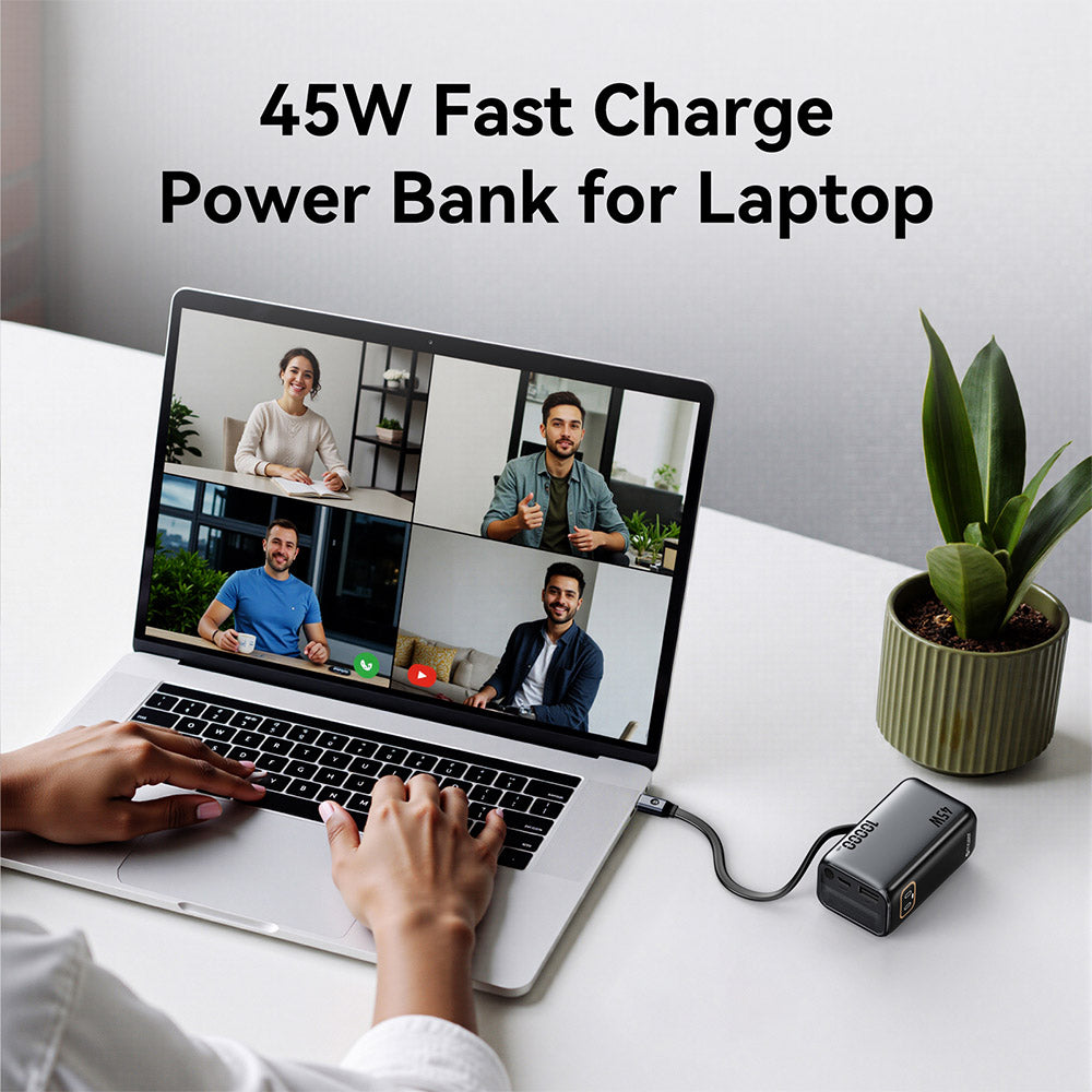 Mazer M-Ai-PC45R10-V7 PowerCharge Link R PD45W 10000mAh PB with Retractable Cable (Black)