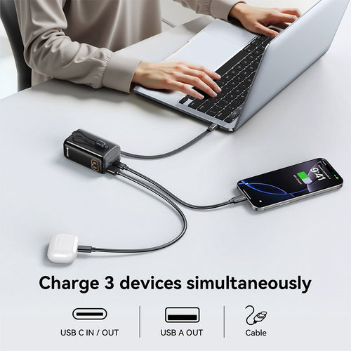 Mazer M-Ai-PC45R10-V7 PowerCharge Link R PD45W 10000mAh PB with Retractable Cable (Black)