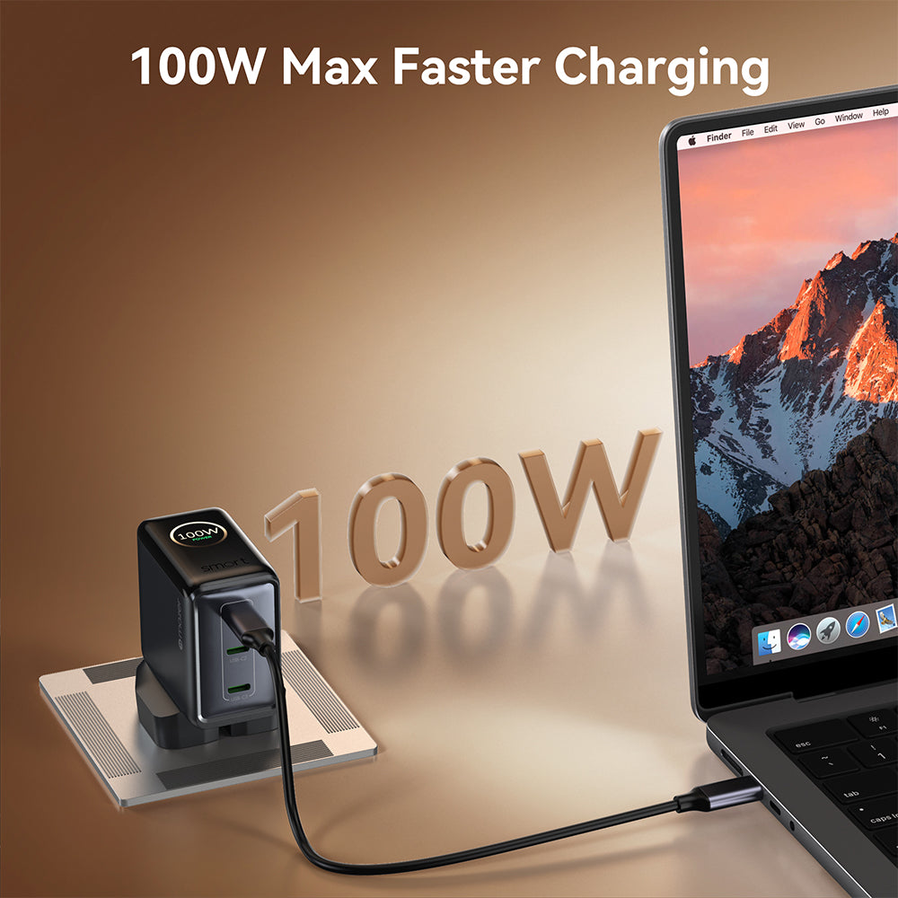 Mazer PrestigeGaN Ai 120W 3C Foldable UK Wall Charger - White