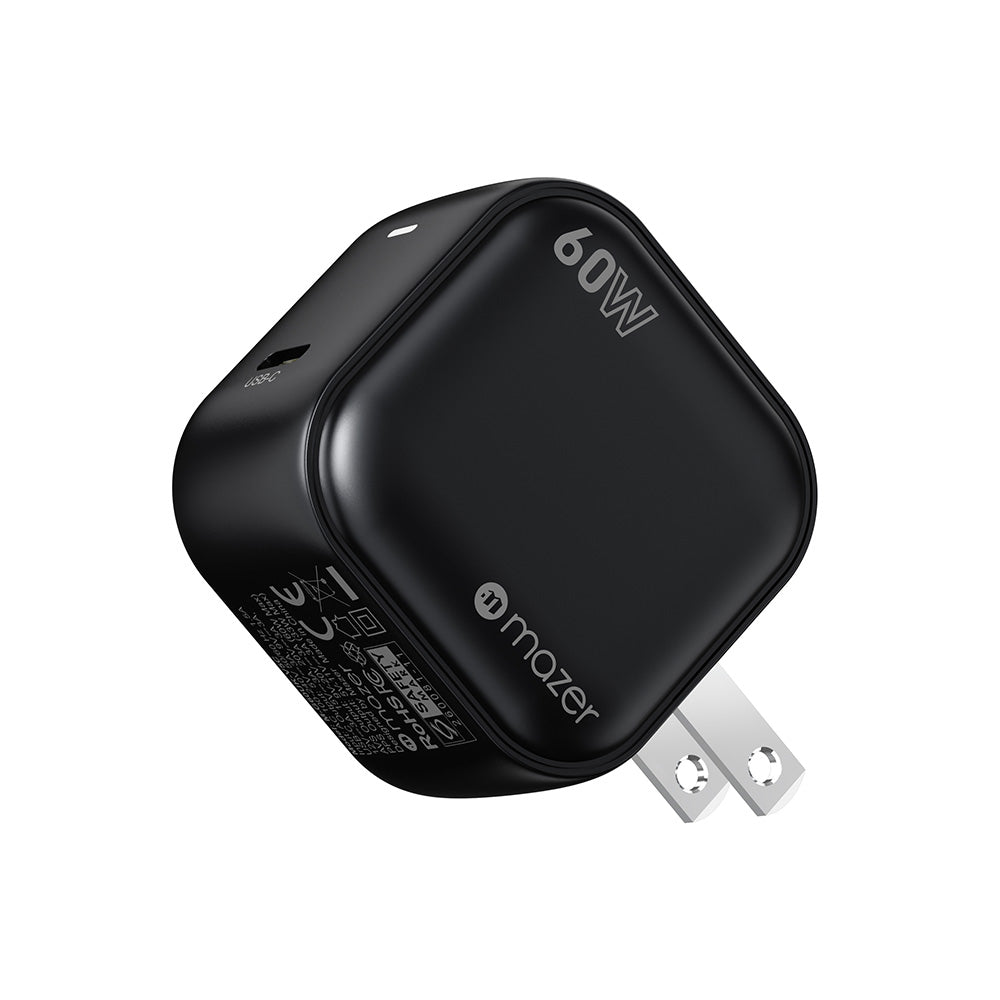 Mazer M-G60UK-V5C-BK PrestigeGaN Mini AVS DPS60W 1C US/UK Wall Charger