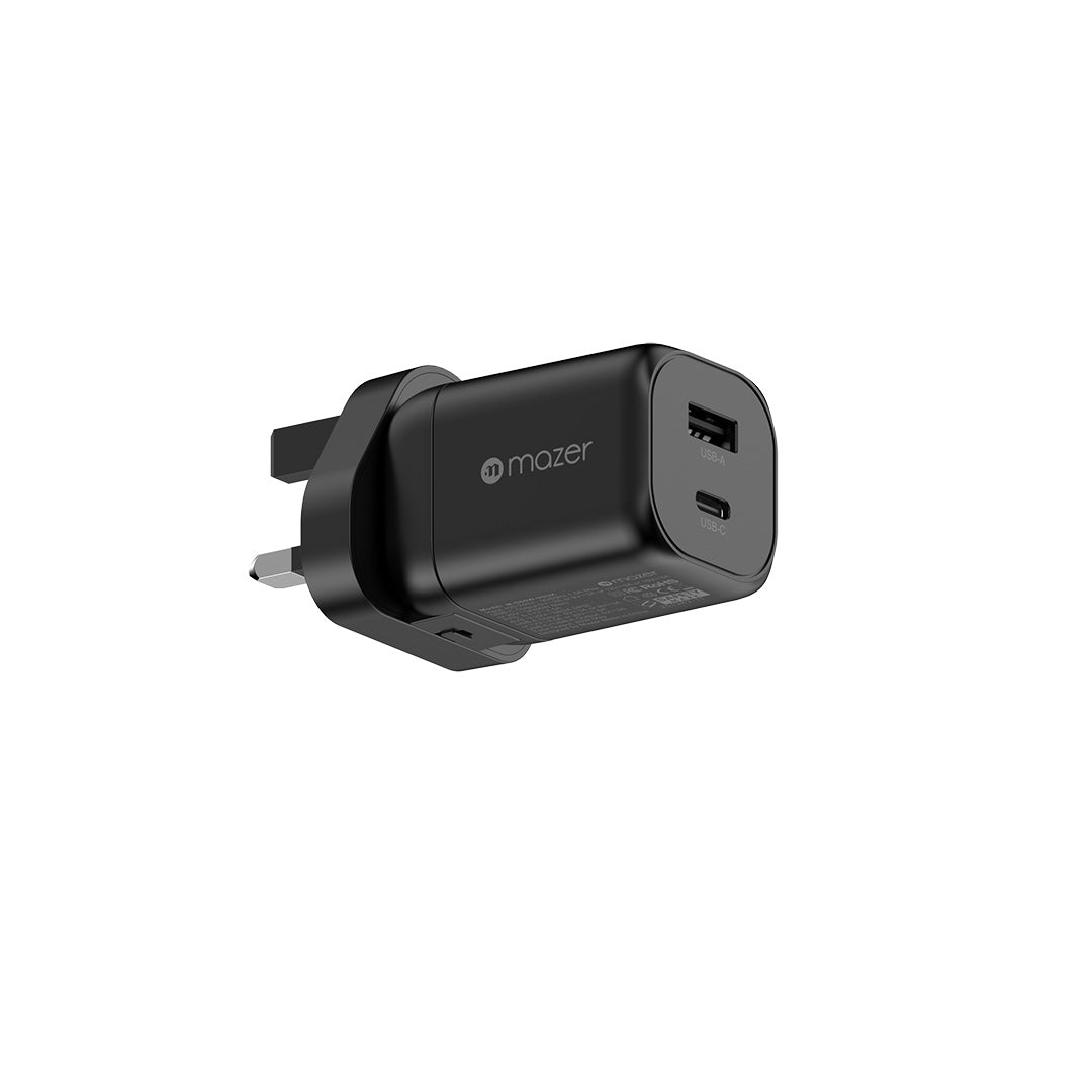 Mazer M-G60W-V5UK PrestigeGaN Dynamic Power Adapter 60W 1C1A US + UK Plugs (Black)