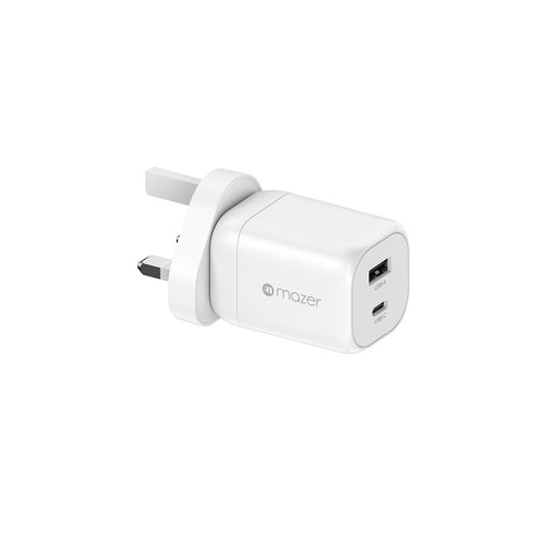 Mazer M-G60W-V5UK PrestigeGaN Dynamic Power Adapter 60W 1C1A US + UK Plugs (White)