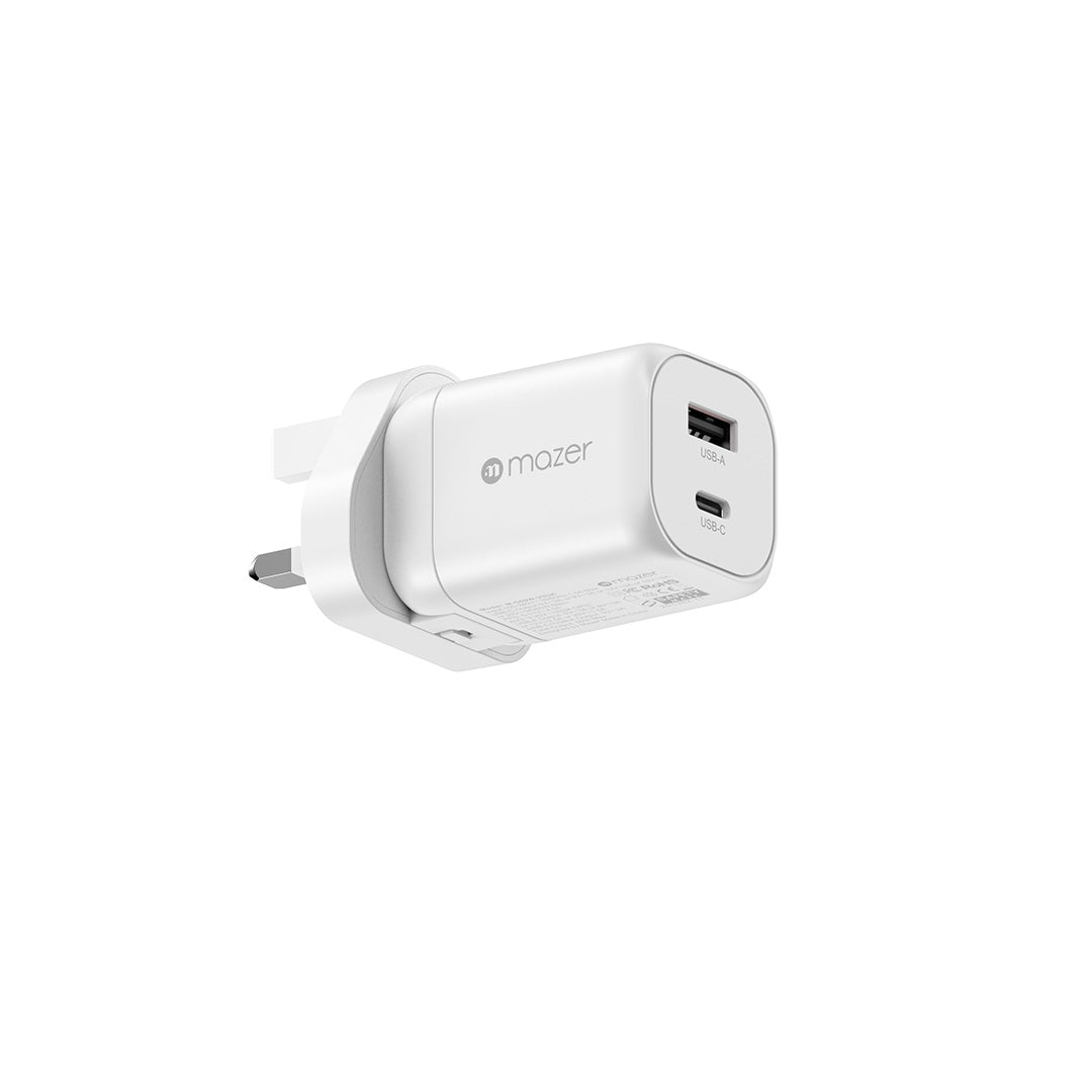Mazer M-G60W-V5UK PrestigeGaN Dynamic Power Adapter 60W 1C1A US + UK Plugs (White)