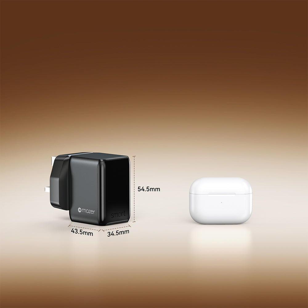 Mazer PrestigeGaN Ai 70W 2C1A Wall Charger Black Grey (M-G70Ai-UK7Pro-BG)