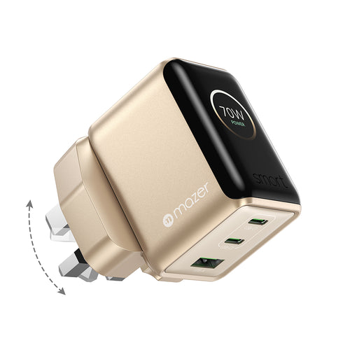 Mazer PrestigeGaN Ai 70W 2C1A Wall Charger Starlight (M-G70Ai-UK7Pro-SL)