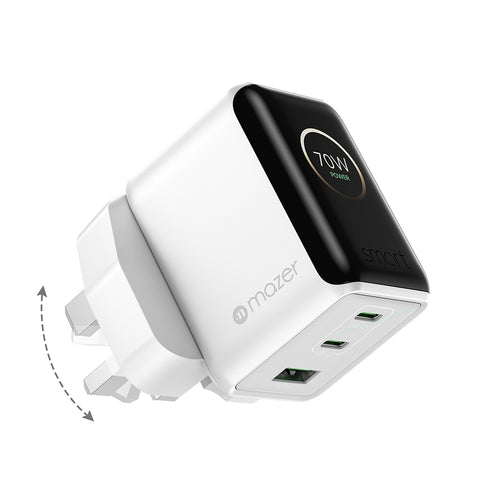 Mazer PrestigeGaN Ai 70W 2C1A Wall Charger White (M-G70Ai-7Pro-WH)