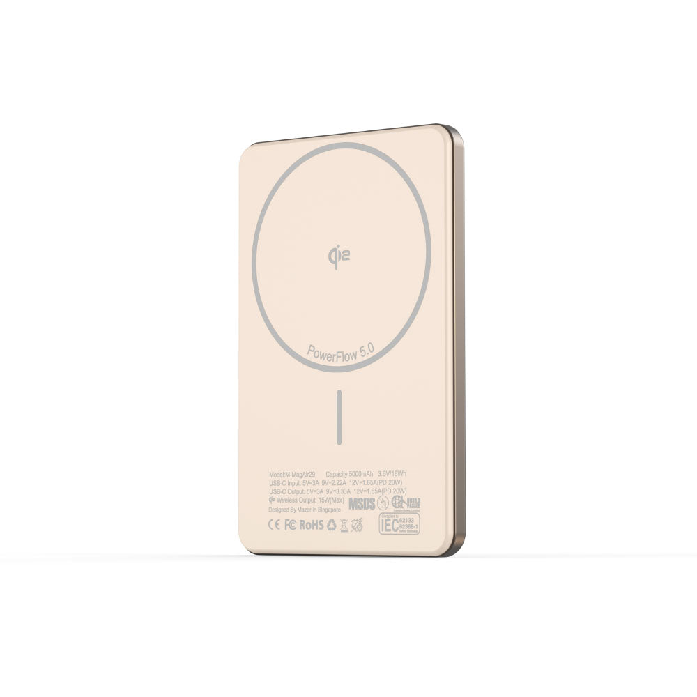Mazer M-MagAir29-DT qi2 15W 5000mAh PD20W Ultra Slim Power Bank (Desert Titanium)